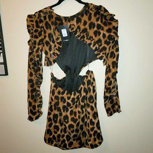 Leopard Print Open Back Mini Dress XL